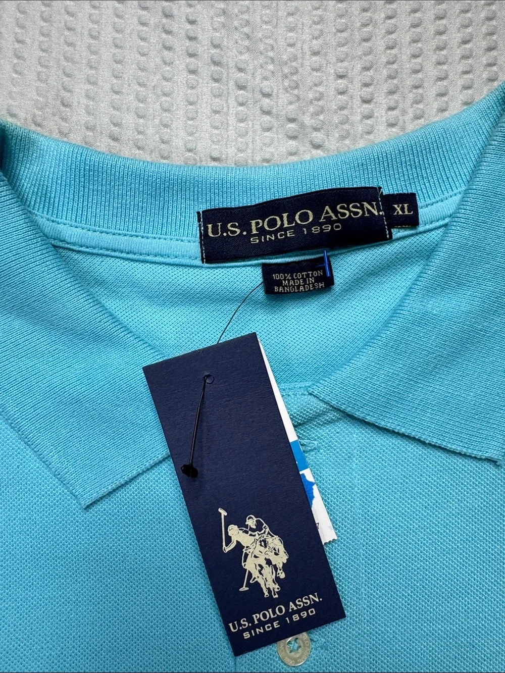 U.S Polo ASSN by Sky Blue Short-Sleeve Polo with Navy Pony XL